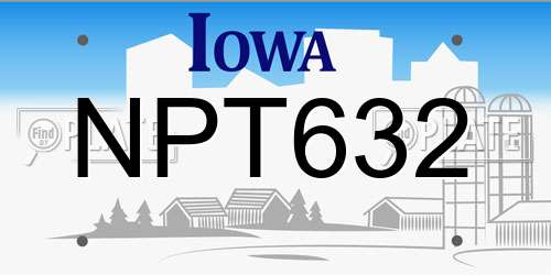 NPT632 Iowa License Plate