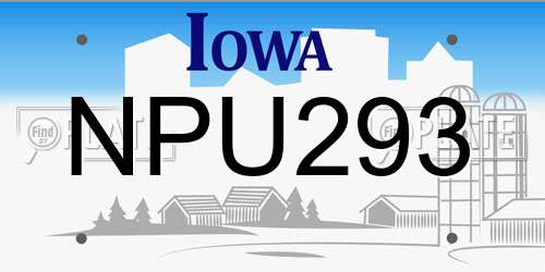 NPU293 Iowa License Plate