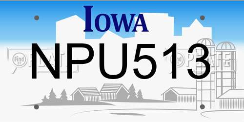 NPU513 Iowa License Plate