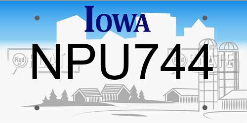 NPU744 Iowa License Plate