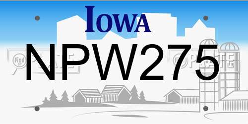 NPW275 Iowa License Plate