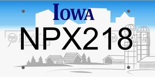NPX218 Iowa License Plate