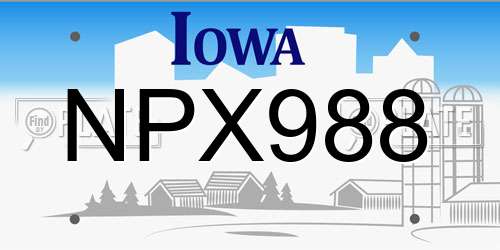 NPX988 Iowa License Plate