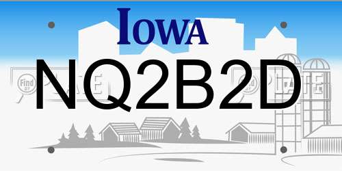 NQ2B2D Iowa License Plate