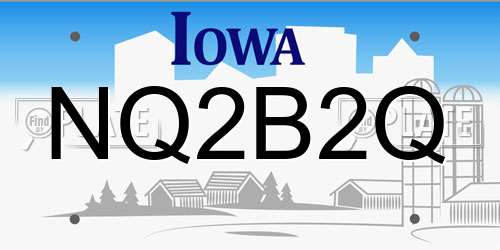 NQ2B2Q Iowa License Plate