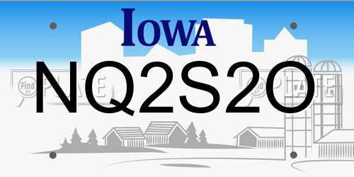 NQ2S2O Iowa License Plate