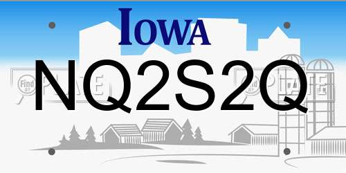 NQ2S2Q Iowa License Plate
