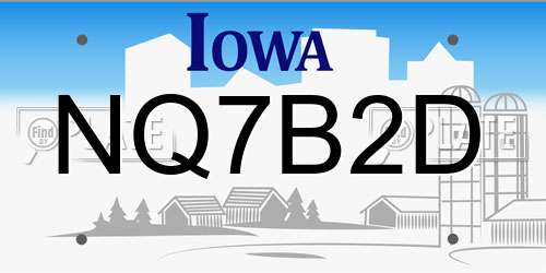 NQ7B2D Iowa License Plate