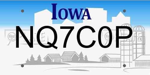 NQ7C0P Iowa License Plate
