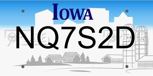 NQ7S2D Iowa License Plate