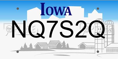 NQ7S2Q Iowa License Plate