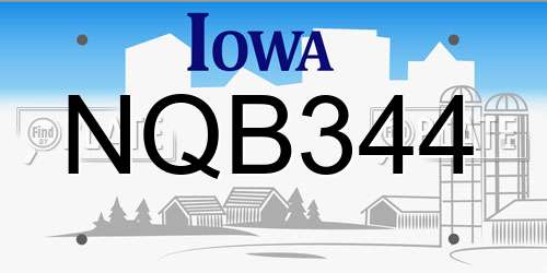 NQB344 Iowa License Plate