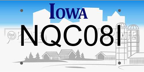 NQC08I Iowa License Plate