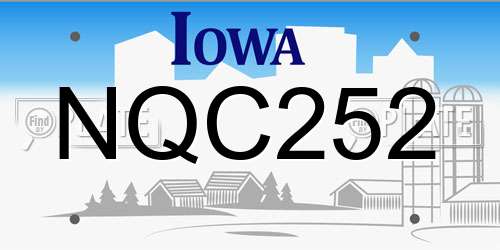 NQC252 Iowa License Plate