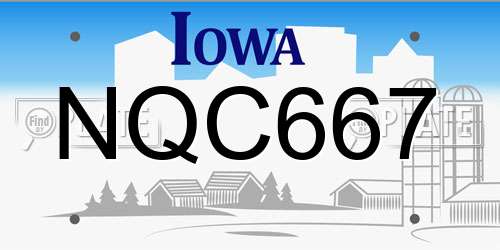 NQC667 Iowa License Plate