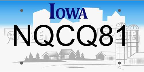 NQCQ81 Iowa License Plate