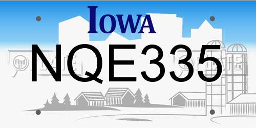 NQE335 Iowa License Plate