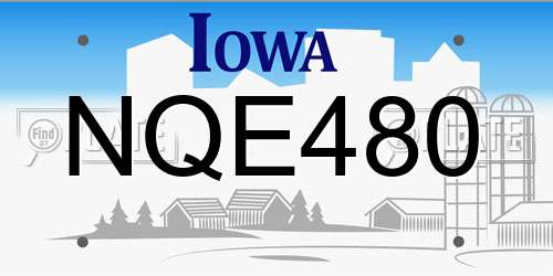 NQE480 Iowa License Plate