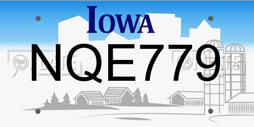 NQE779 Iowa License Plate