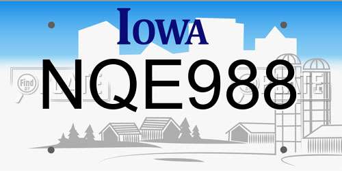 NQE988 Iowa License Plate