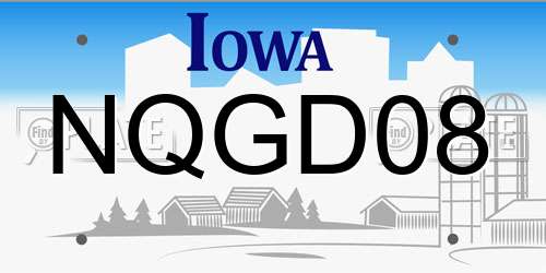 NQGD08 Iowa License Plate