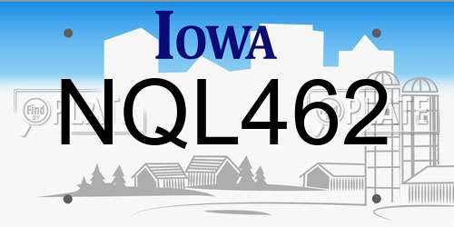 NQL462 Iowa License Plate