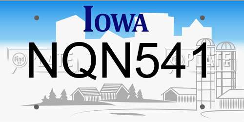NQN541 Iowa License Plate