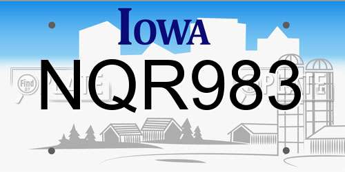 NQR983 Iowa License Plate