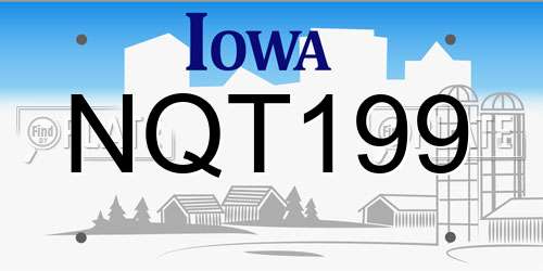 NQT199 Iowa License Plate