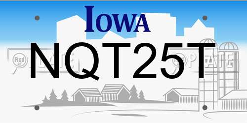 NQT25T Iowa License Plate