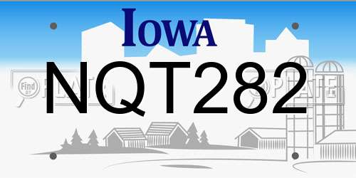 NQT282 Iowa License Plate