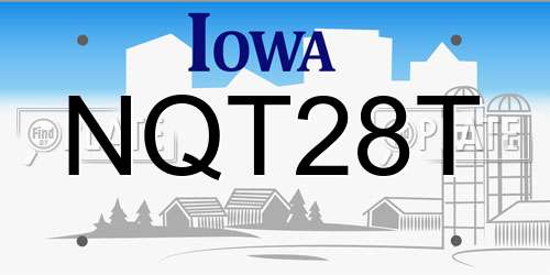 NQT28T Iowa License Plate