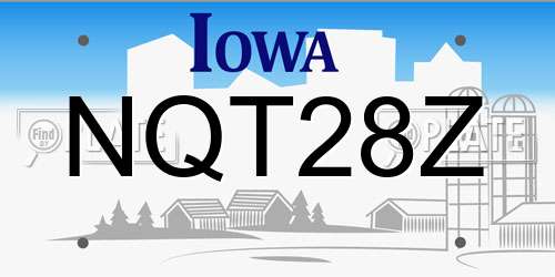 NQT28Z Iowa License Plate