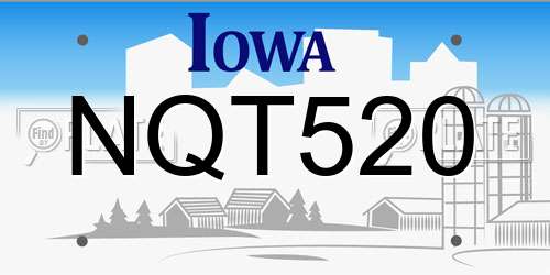 NQT520 Iowa License Plate