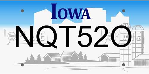 NQT52O Iowa License Plate
