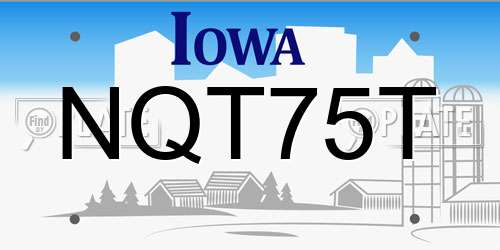 NQT75T Iowa License Plate