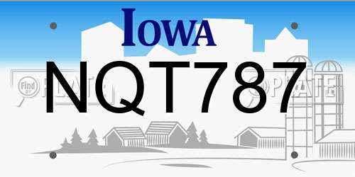 NQT787 Iowa License Plate