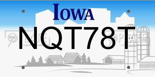 NQT78T Iowa License Plate
