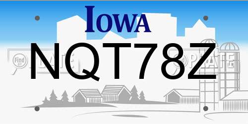NQT78Z Iowa License Plate