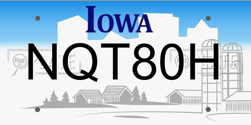 NQT80H Iowa License Plate