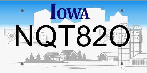 NQT82O Iowa License Plate