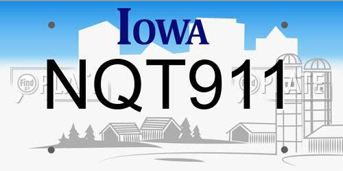 NQT911 Iowa License Plate