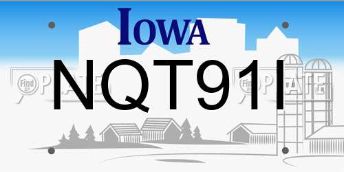 NQT91I Iowa License Plate