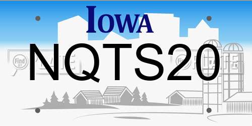NQTS20 Iowa License Plate