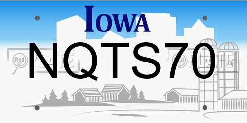 NQTS70 Iowa License Plate