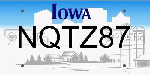 NQTZ87 Iowa License Plate