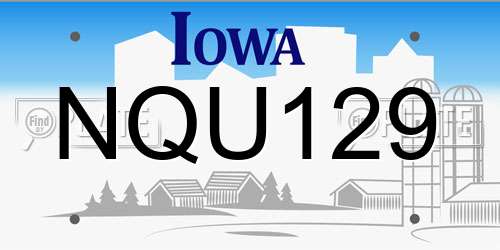 NQU129 Iowa License Plate