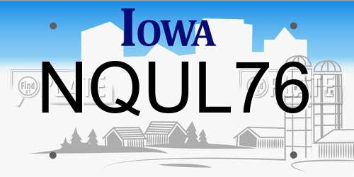NQUL76 Iowa License Plate