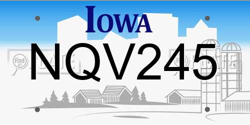 NQV245 Iowa License Plate