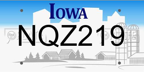NQZ219 Iowa License Plate